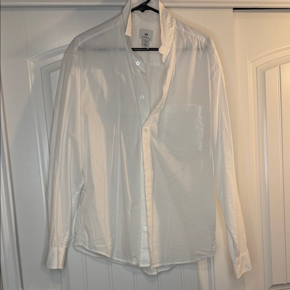 H&M Crisp White Casual Button-Down Shirt